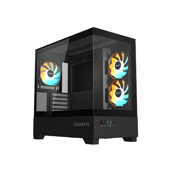 GB-C201P Panoramic Tempered Glass Mini Tower PC Case 3x ARGB Fan resmi