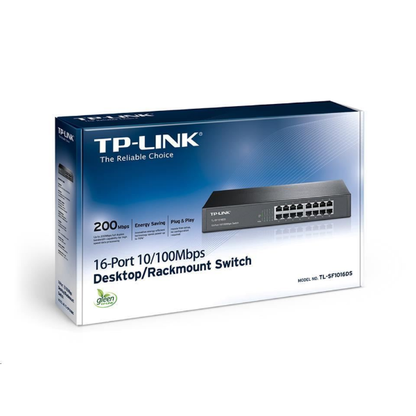 16-Port 10/100Mbps Tak ve Kullan %70 En. Tasarruflu 13" Rackmount Switch resmi