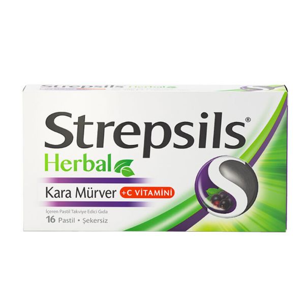 Strepsils Herbal Kara Mürver 16 Pastil