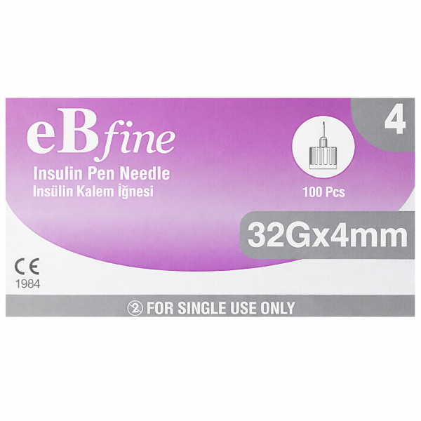 EB Fine İnsülin Kalem İğne Ucu 32Gx4 mm 100'lü